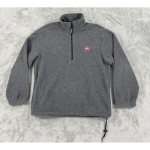 Polartec Fleece Pullover Mens M 1/4 Zip Mock Neck Charcoal Gray Made In USA